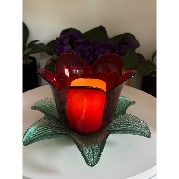Studio Nova Glass Tulip Flower Frosted Glass Votive Candle Holder - Picture 2 of 12